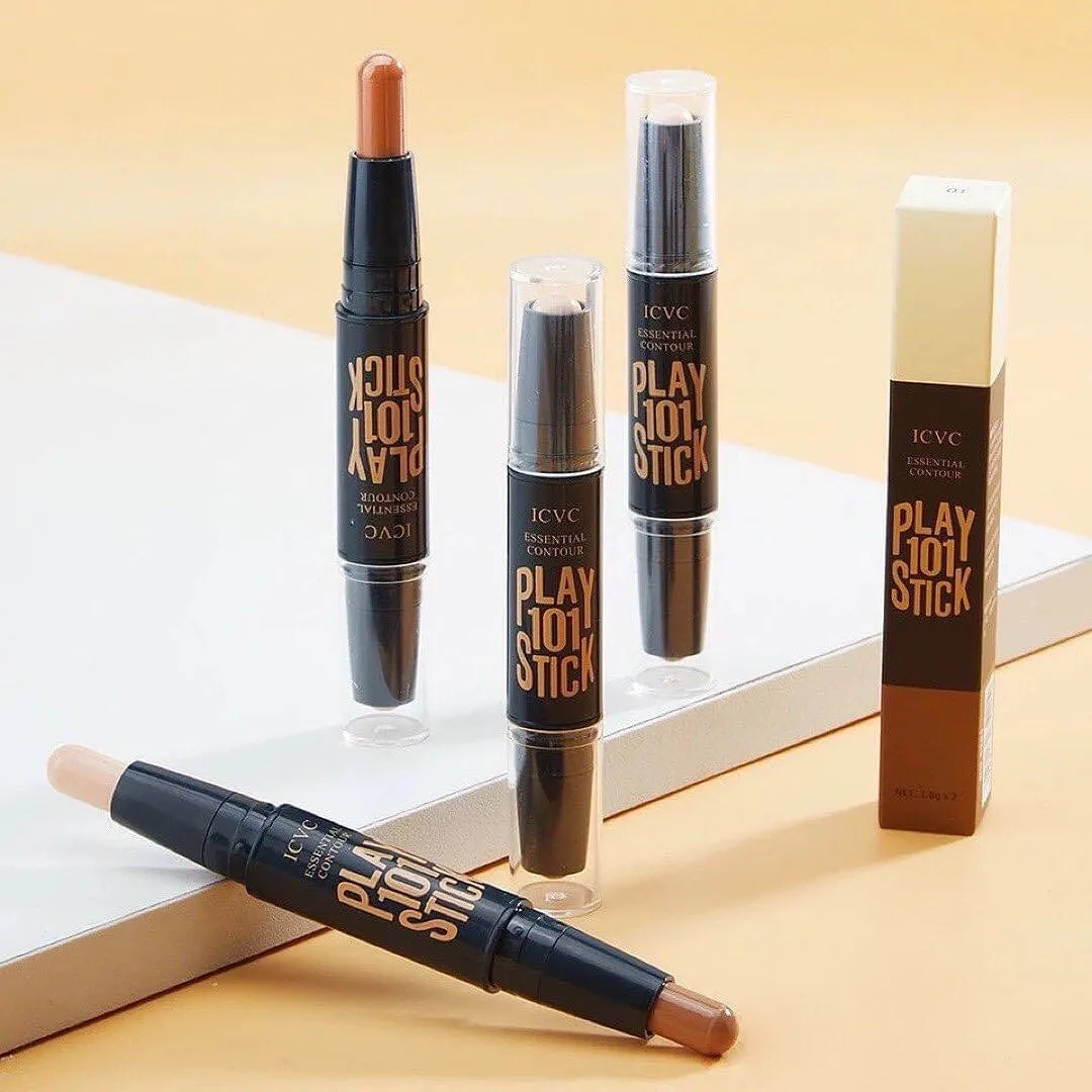 2 Headed Silkworm Highlighter Pencil Waterproof Shimmer Bronzers Contour Stick
