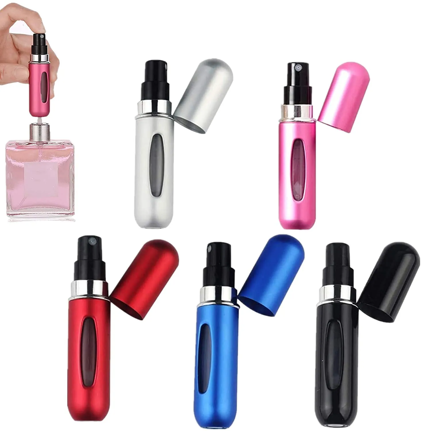 5ML Perfume Travel Refillable Mini Bottle Refillable Portable Perfume Atomizer Mini Perfume Aerosol for Trip Fragrance Empty Spray Bottle Scent Pump Case (Purple)