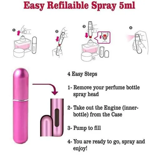 5ML Perfume Travel Refillable Mini Bottle Refillable Portable Perfume Atomizer Mini Perfume Aerosol for Trip Fragrance Empty Spray Bottle Scent Pump Case (Purple)