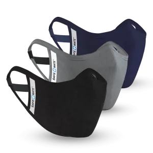 CASE-MATE Safe Mate Washable Cloth Mask - Small to Medium - 3 pack - Black/Navy/Gray