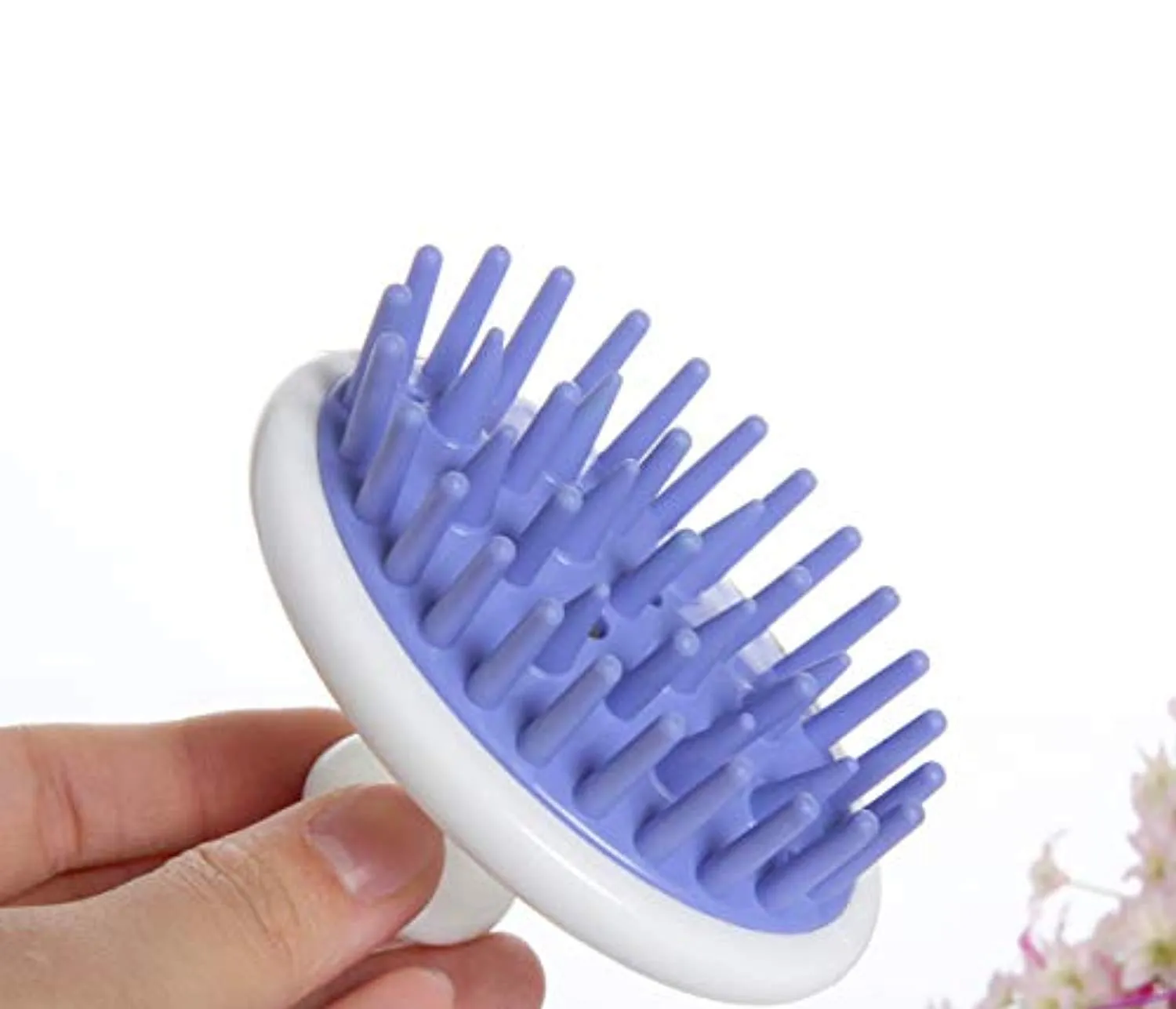 Electomania Comfortable Silicone Body Washing Hair Shampoo Scalp Massage Brush Comb Conditioner Clean Head Salon - Purple White