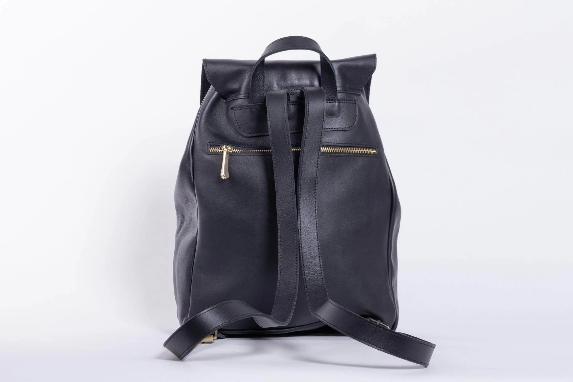 Enku Leather Backpack - Black