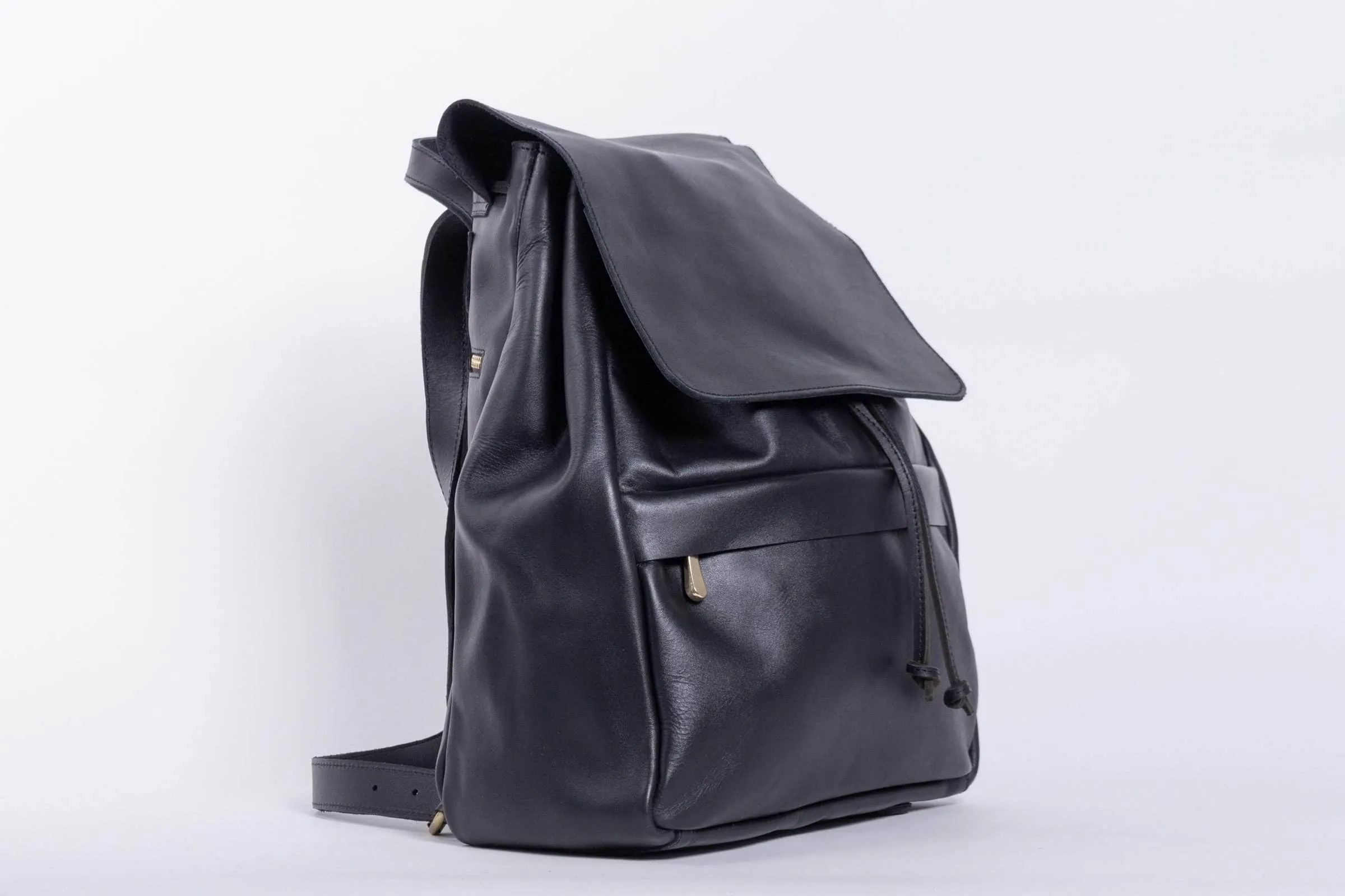 Enku Leather Backpack - Black
