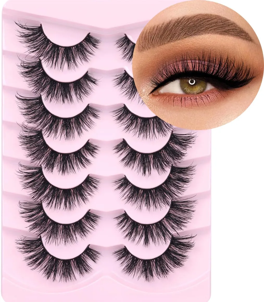 Fluffy Cat Eye Faux Mink Lashes - 6D Volume Wispy Extensions for a Natural Look