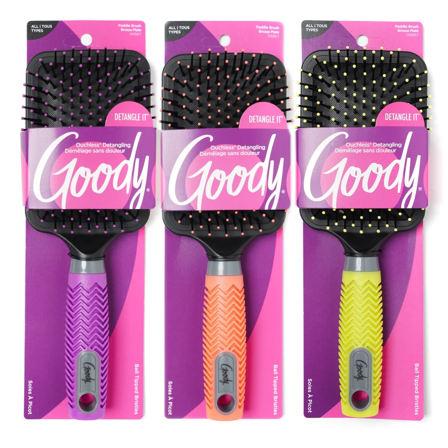 Goody Ball Tipped Bristles Neon Soft Grip Paddle Brush