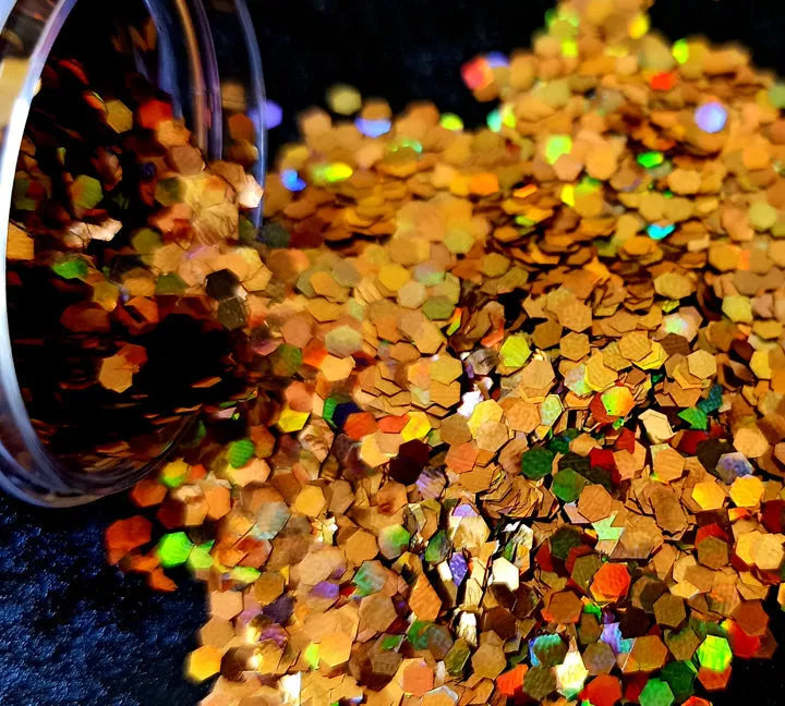 Holo Gold Hexagon Chunks Glitter - 20gms