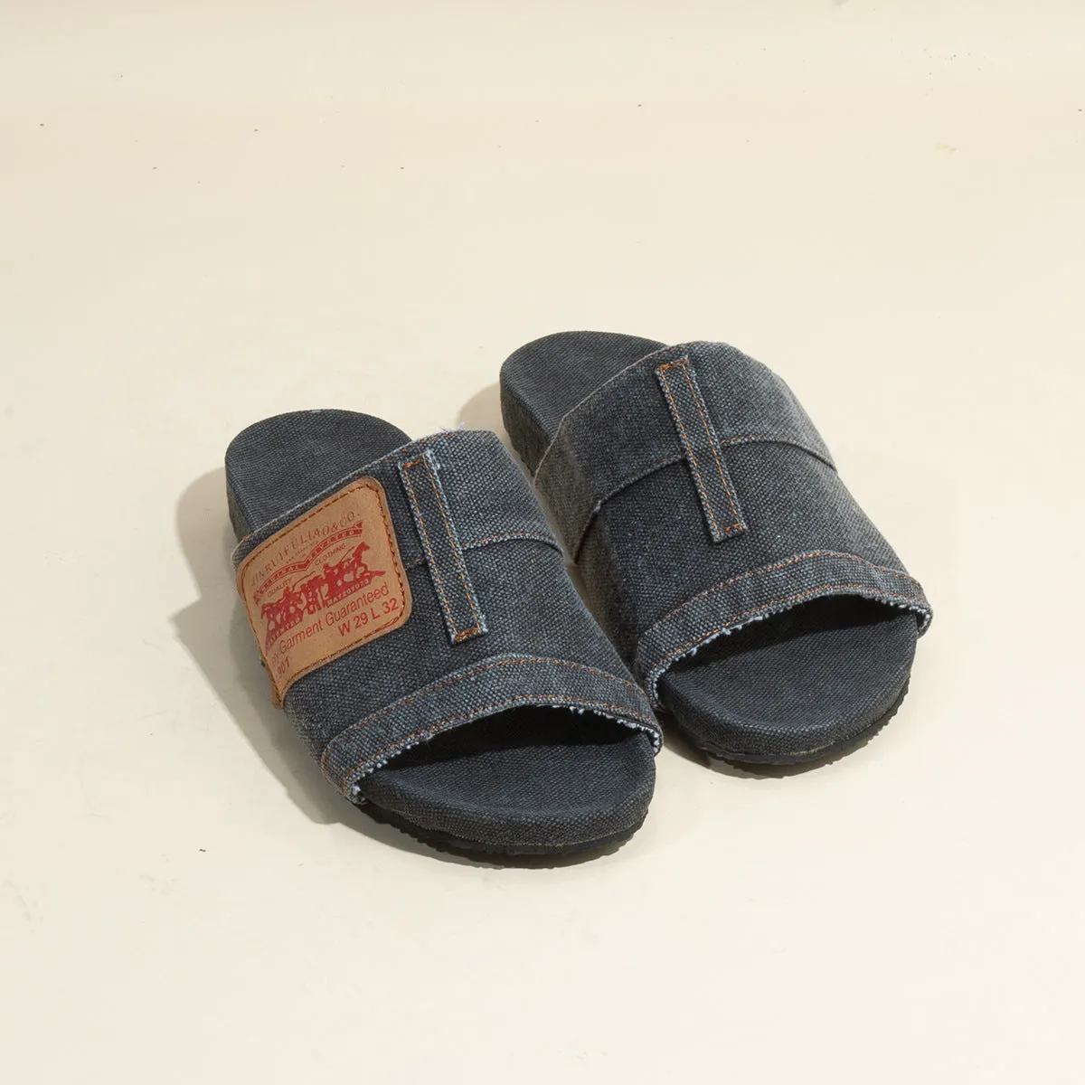 Open Toe Jean Tag Denim Sandals