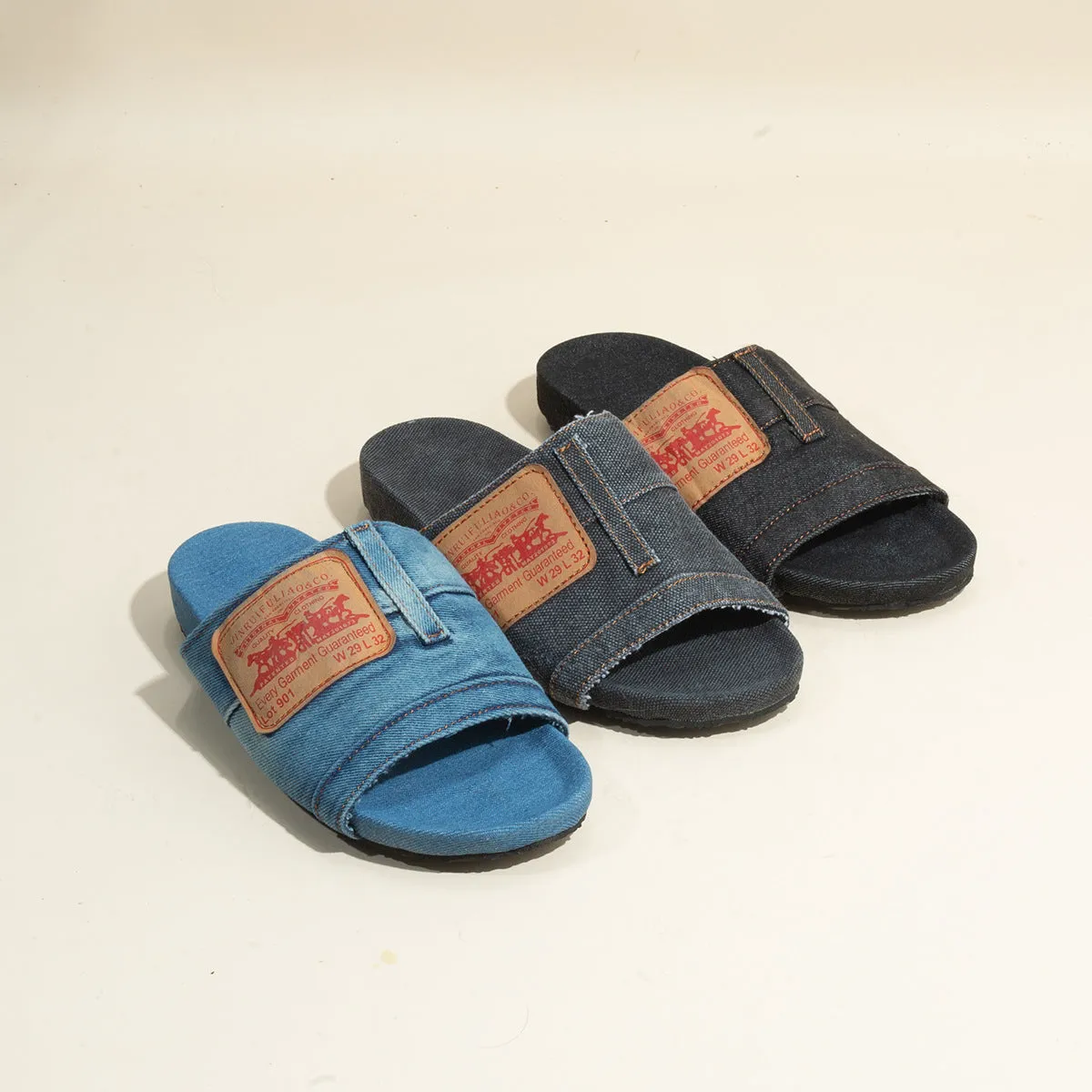 Open Toe Jean Tag Denim Sandals