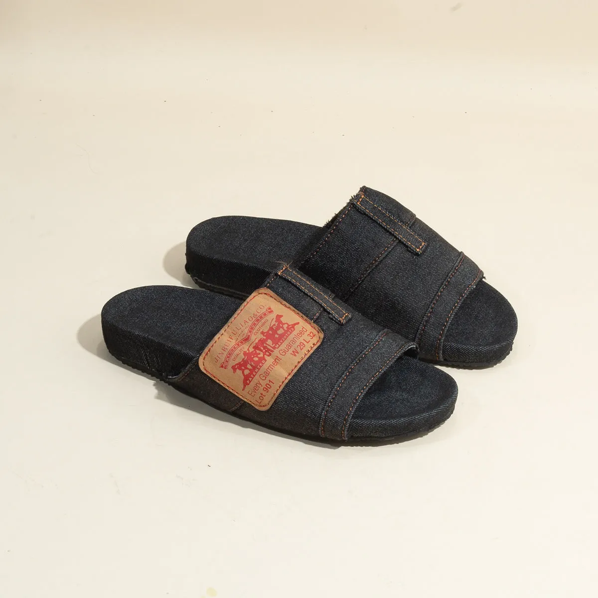 Open Toe Jean Tag Denim Sandals