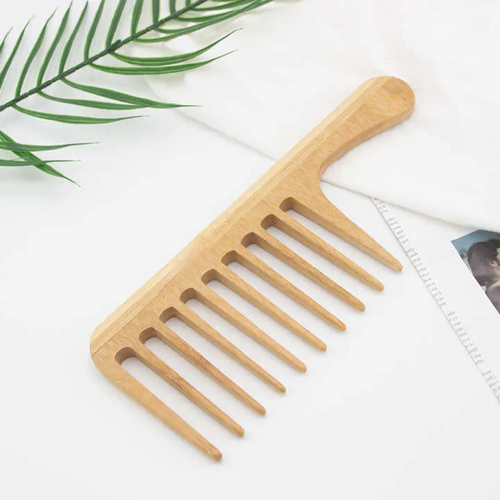 Private Label Large Size Bamboo Wooden-مشط شعر خشبي