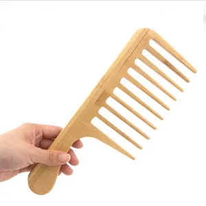 Private Label Large Size Bamboo Wooden-مشط شعر خشبي