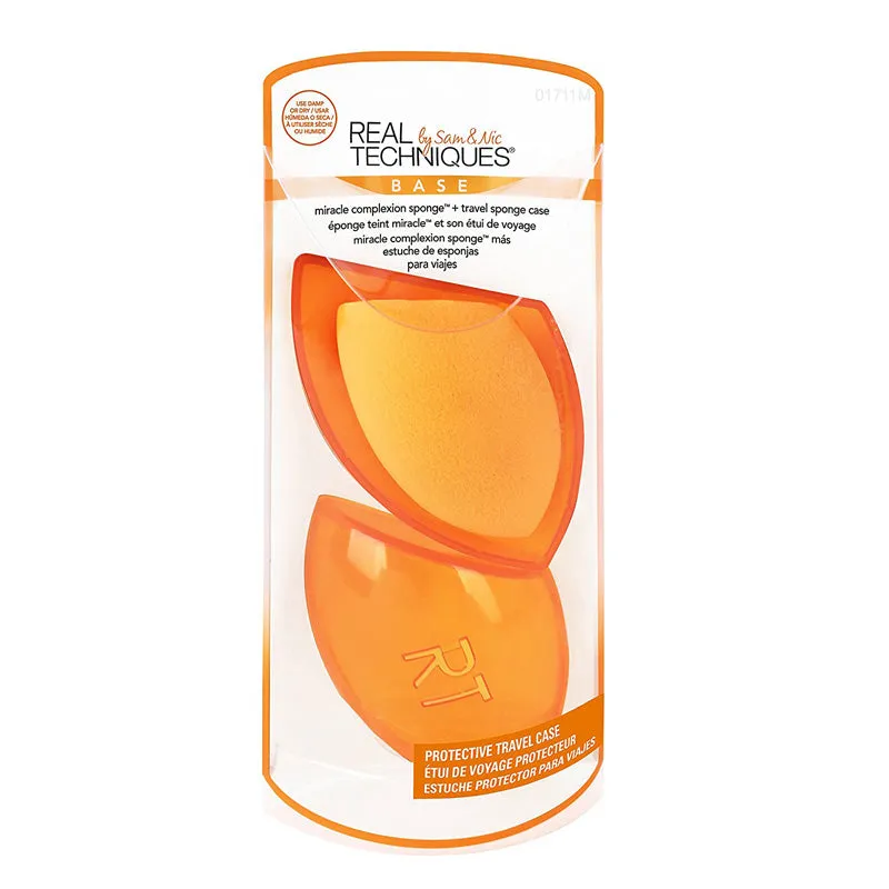 REAL TECHNIQUES - Miracle Complexion Sponge   Travel Sponge Case - 2 Sponges