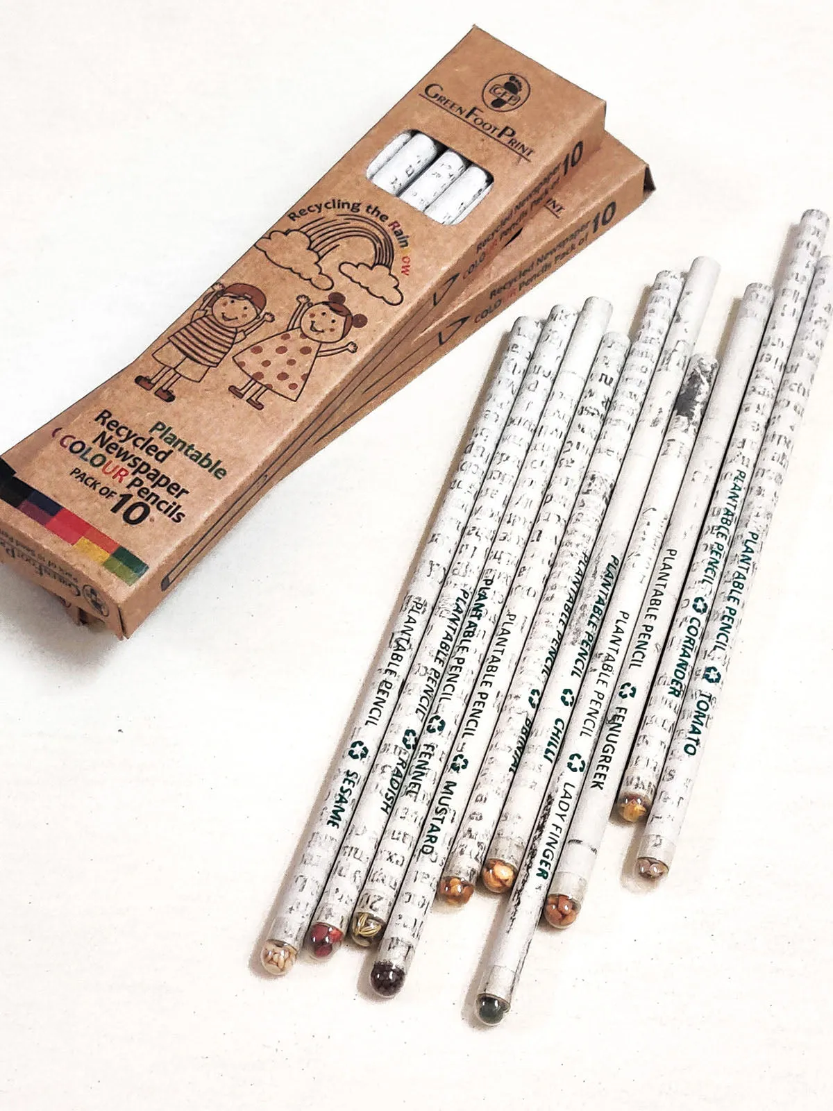 Recycled Newspaper Plantable Seed Color Pencils -Pack Of 20