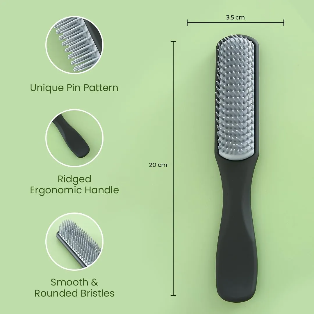 Rey Naturals Hair Styling Brush | Curl Defining Hair Brush for Thick Curly & Wavy Hair | Hair Comb | Hair Brush for Women & Men (Black) (Small Size)