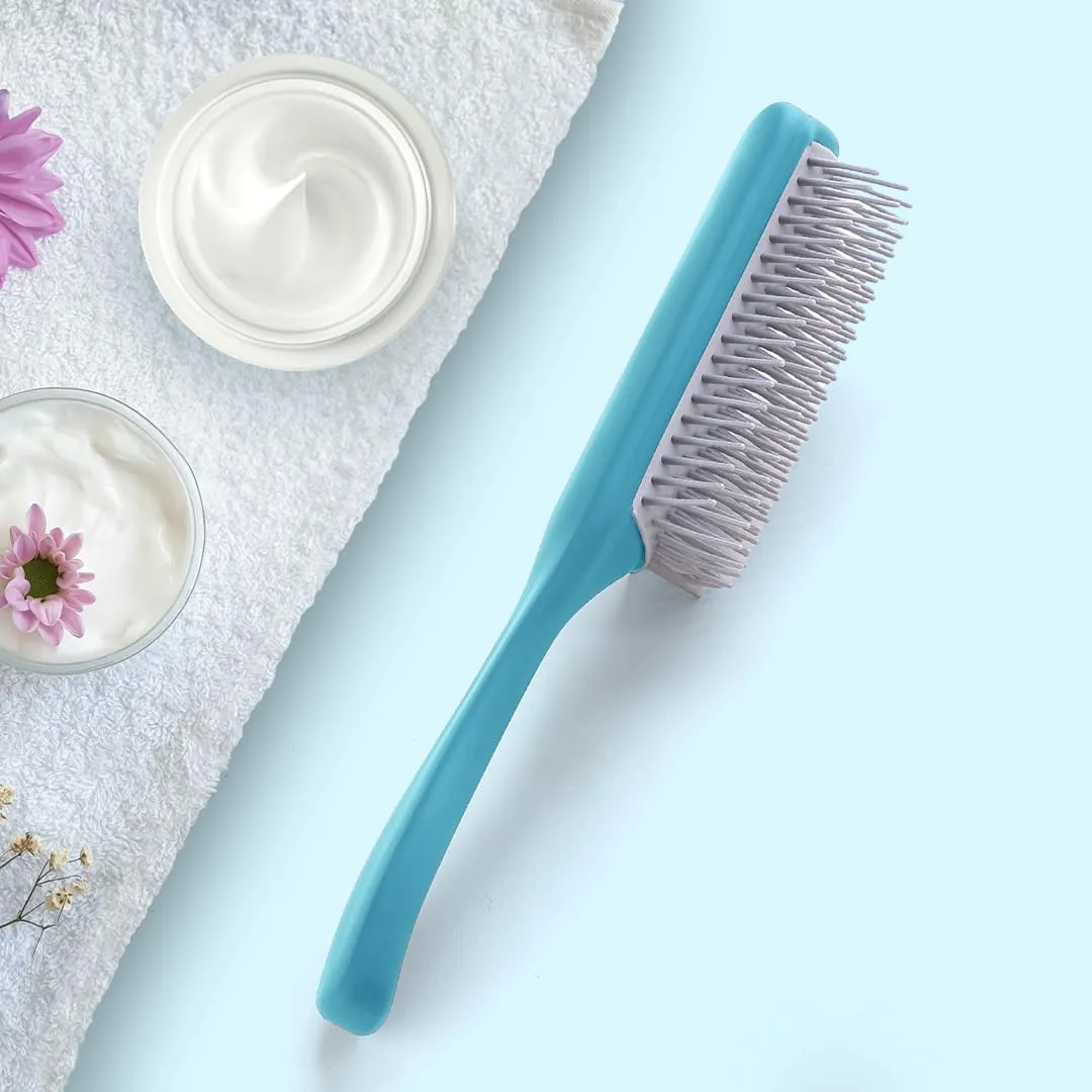 Rey Naturals Hair Styling Brush | Strong & Flexible Bristles | Hair Comb | Hair Brush for Women & Men | Hair Care (Blue) (Small Size)