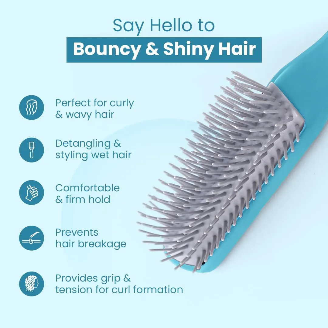 Rey Naturals Hair Styling Brush | Strong & Flexible Bristles | Hair Comb | Hair Brush for Women & Men | Hair Care (Blue) (Small Size)