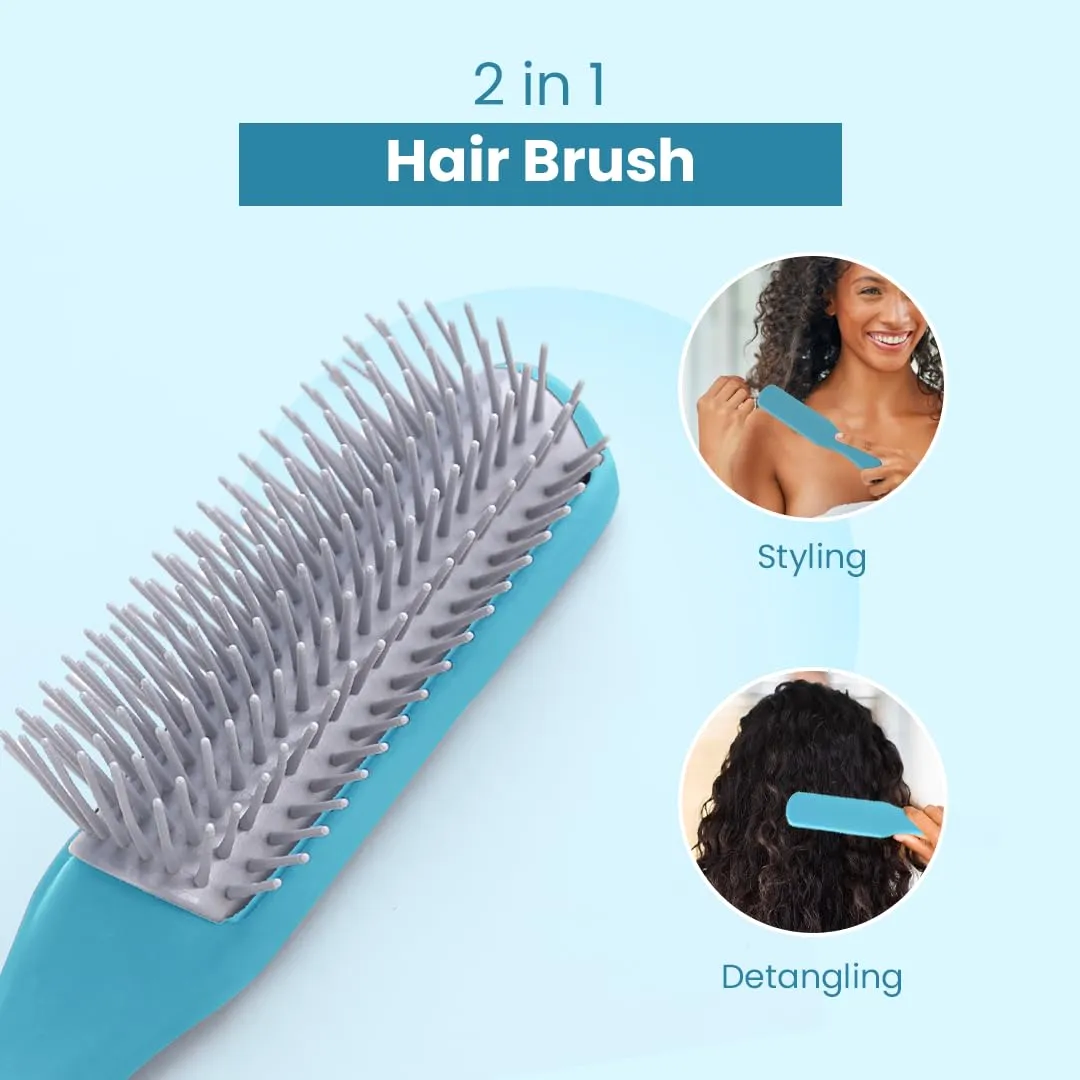 Rey Naturals Hair Styling Brush | Strong & Flexible Bristles | Hair Comb | Hair Brush for Women & Men | Hair Care (Blue) (Small Size)