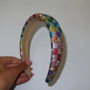 Rhinestone Checkered Black Headband