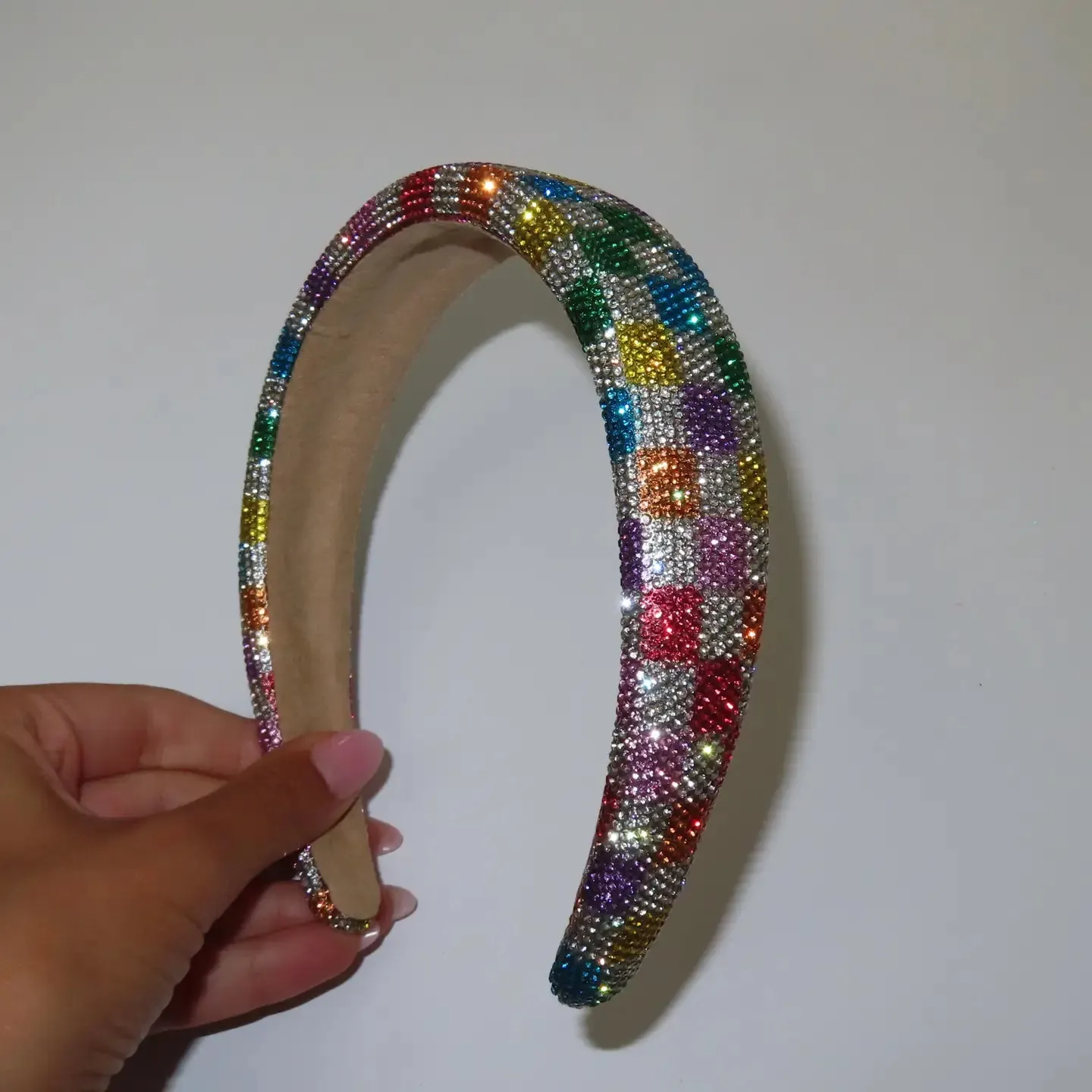Rhinestone Checkered Black Headband