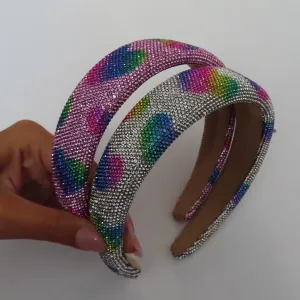 Rhinestone Heart Headband Silver
