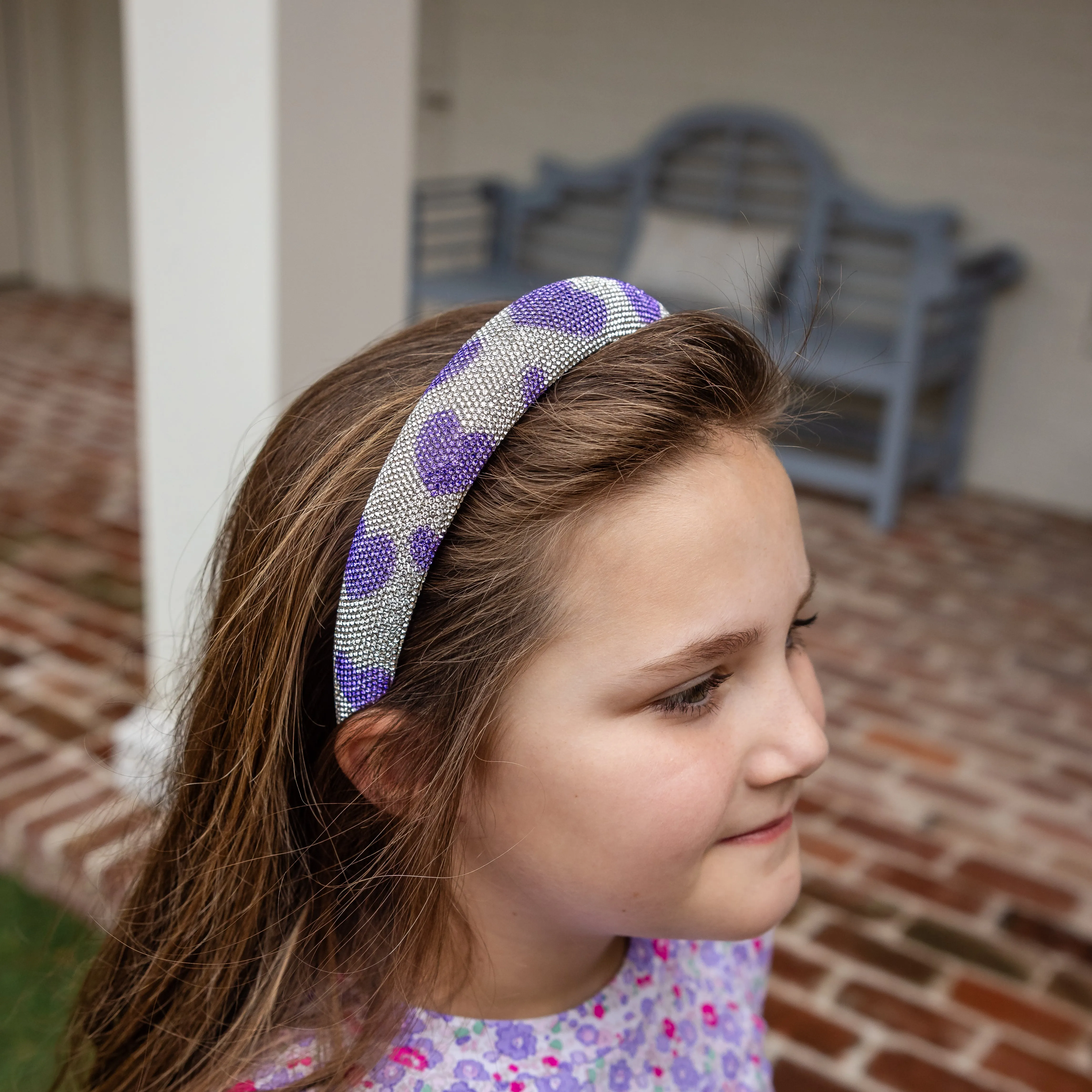 Sparkly Headband - Lavender Hearts