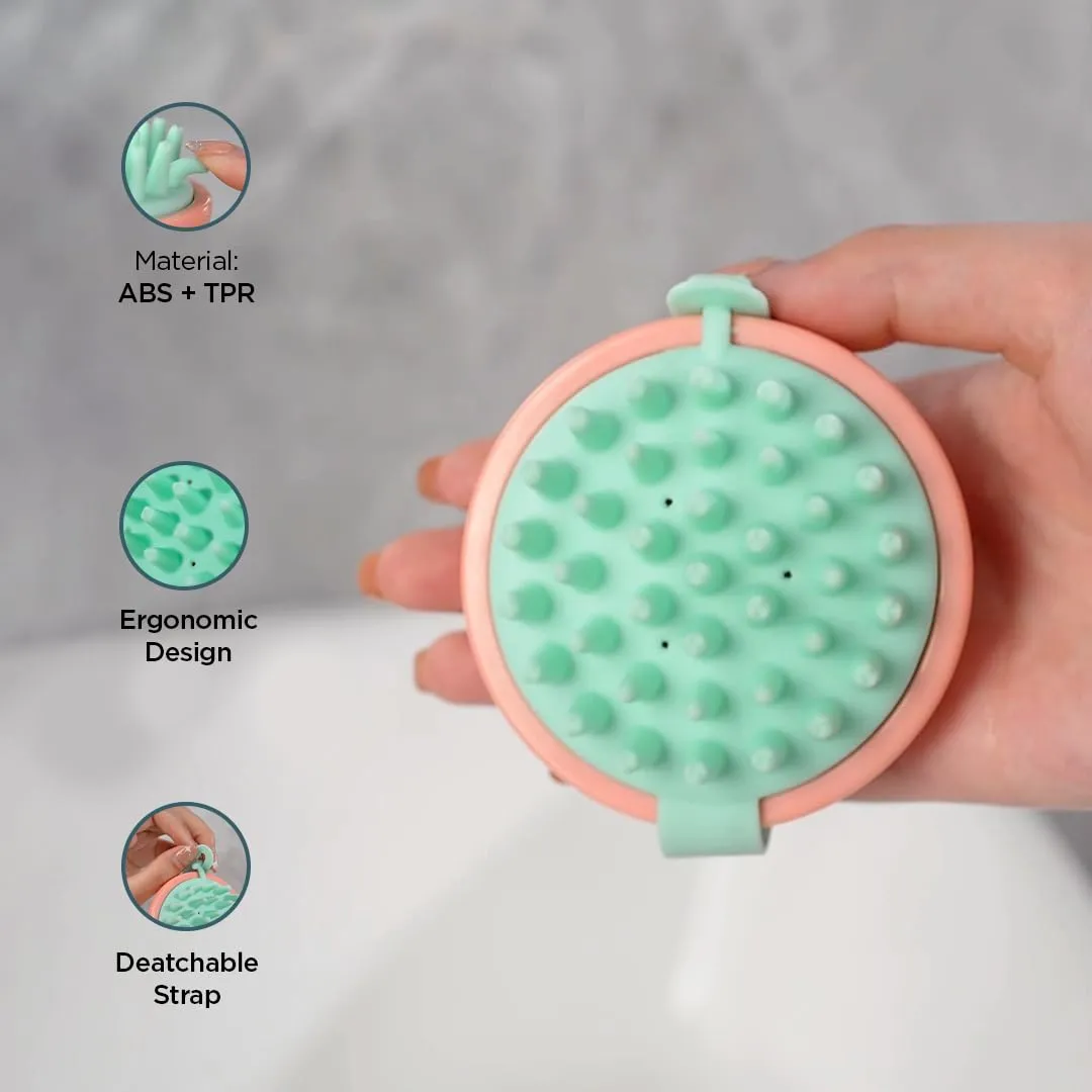 Umai Head Scalp Massager Shampoo Brush/Comb | Hair Massager for Hair Growth | Scalp Exfoliator for Dandruff Removal | Wet and Dry Haircare | Long and Soft Silicon Bristles | Pink, Plastic